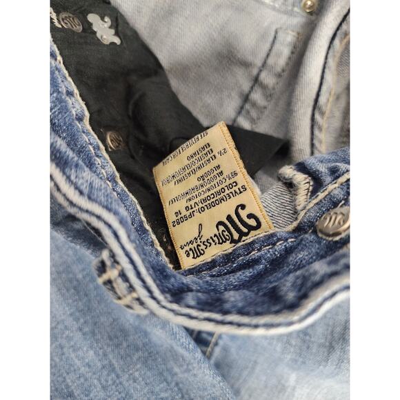 Miss Me Jeans Women’s Sz 28 JP5082 Boot Cut ANGEL Pocket Rhinestone Inseam 32" - Picture 6 of 6